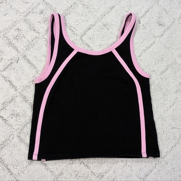 Brandy Melville Top Women's XS/S Black Pink Lauren Crop Tank Sporty Y2K - Picture 6 of 6